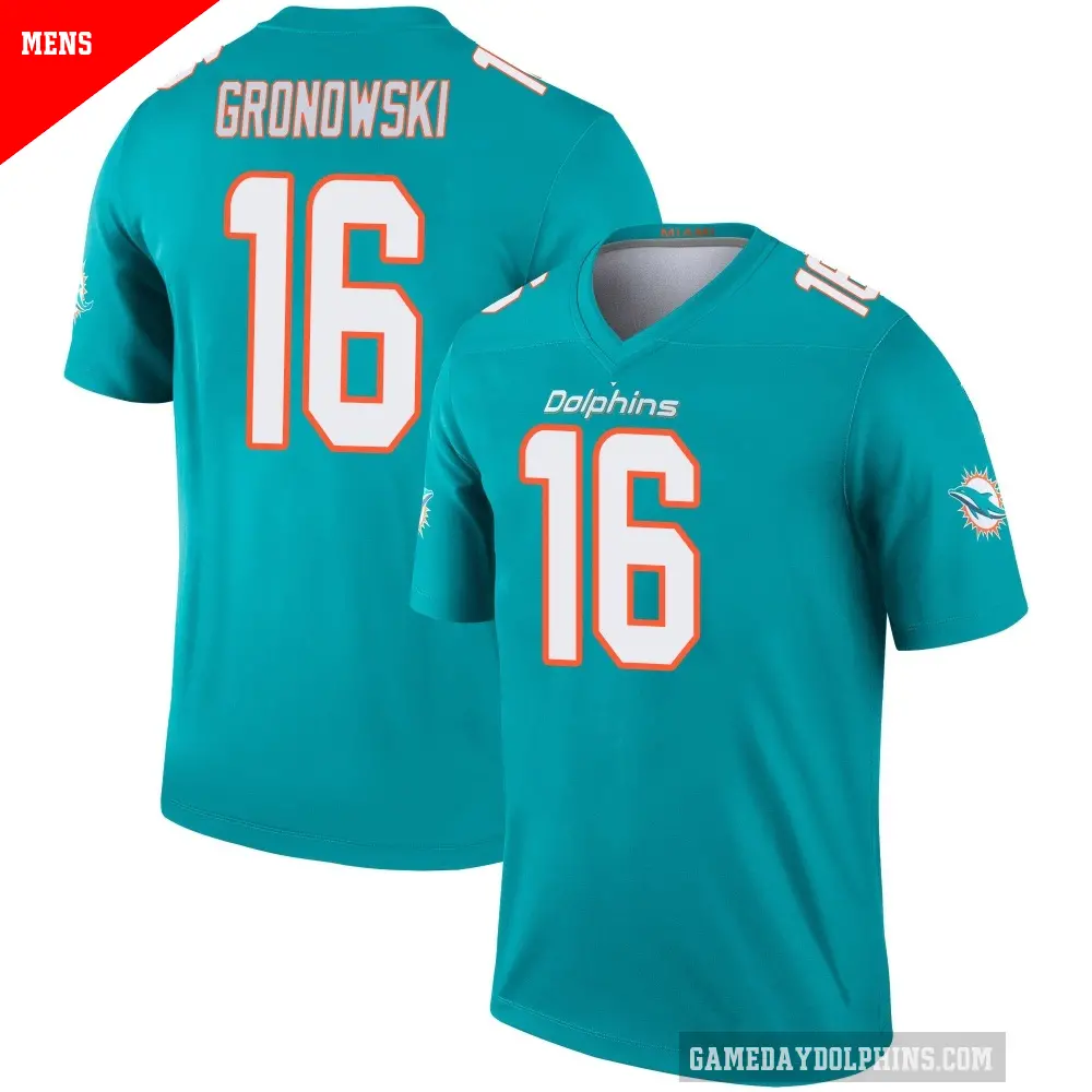 Men's Miami Dolphins ＃16 Mark Gronowski Aqua Legend Jersey