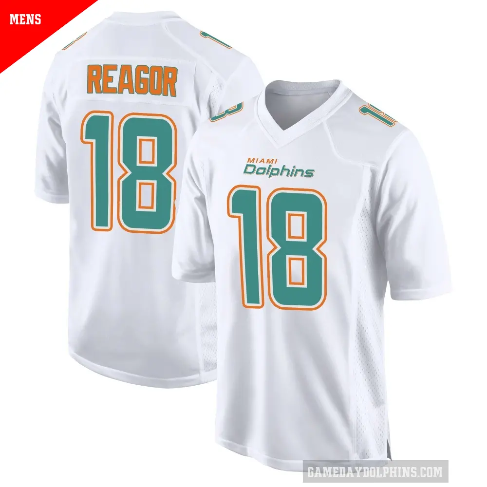 Men's Miami Dolphins ＃18 Jalen Reagor White Game Fashion Jersey