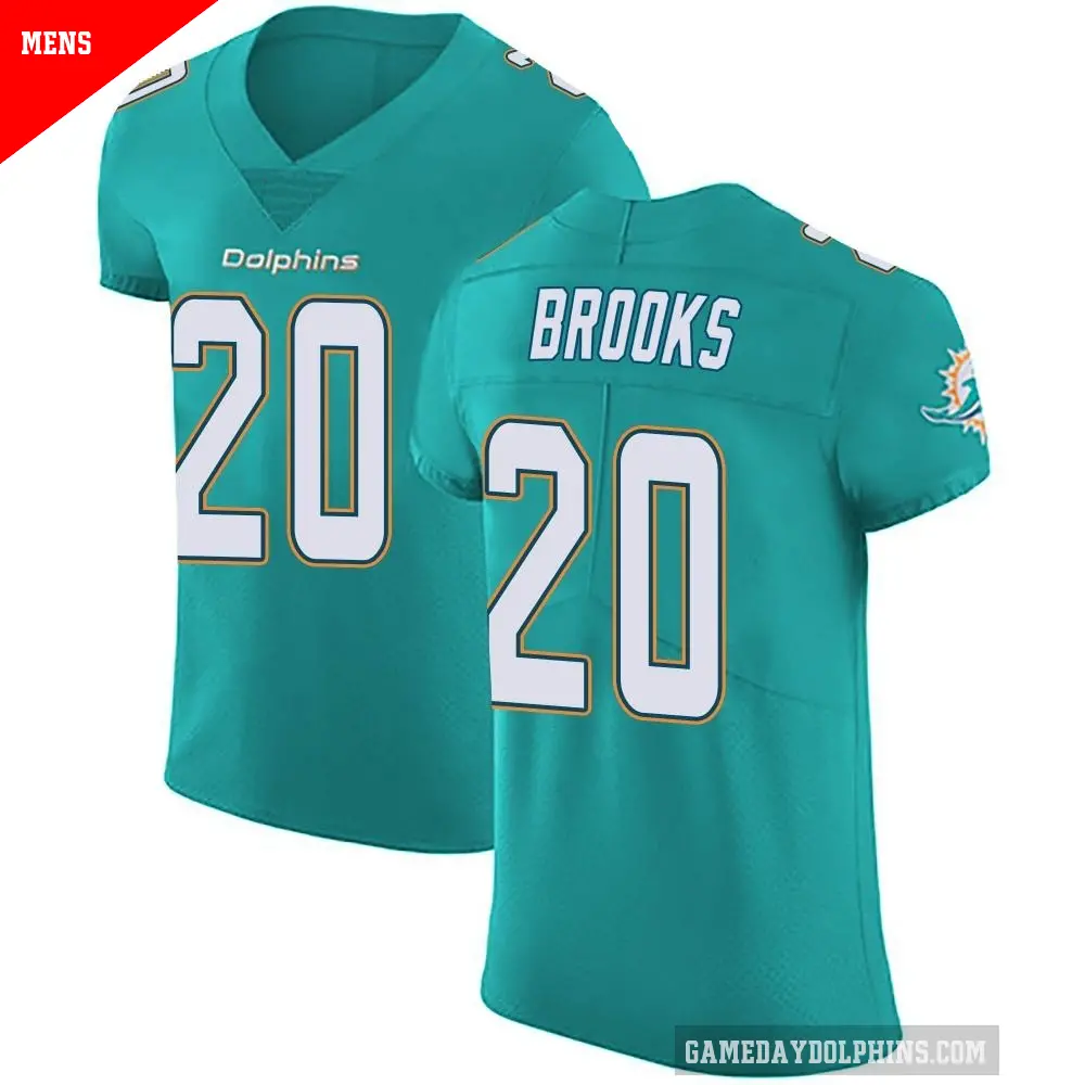 Men's Miami Dolphins ＃20 Jordyn Brooks Green Elite Aqua Team Color Vapor Untouchable Jersey