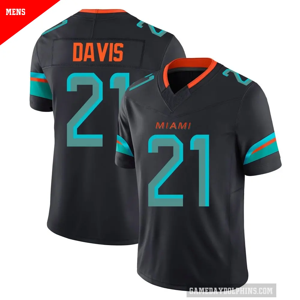 Men's Miami Dolphins ＃21 Ashtyn Davis Blue Limited Pitch 2025 Rivalries Collection Jersey