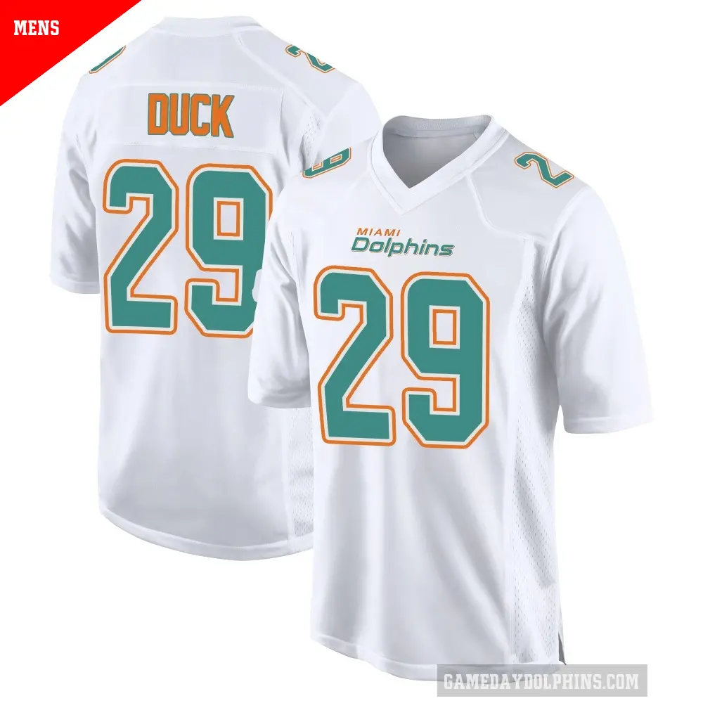 Men's Miami Dolphins ＃29 Storm Duck White Game Fashion Jersey