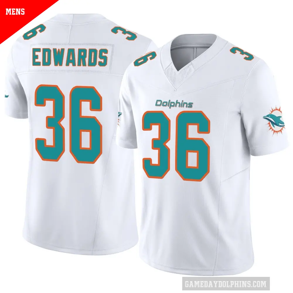 Men's Miami Dolphins ＃36 Donovan Edwards White Limited Vapor F.U.S.E. Jersey