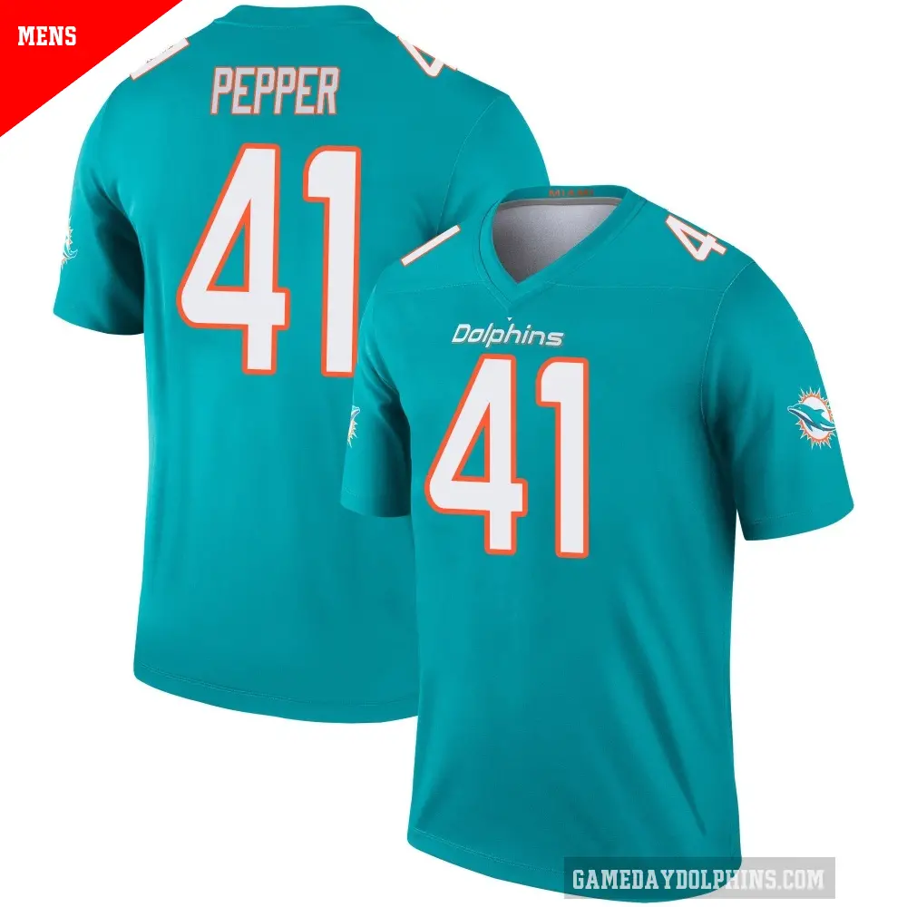 Men's Miami Dolphins ＃41 Taybor Pepper Aqua Legend Jersey