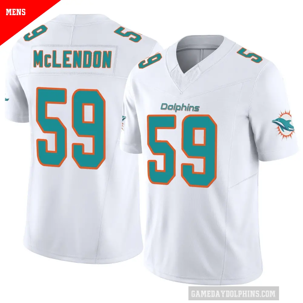 Men's Miami Dolphins ＃59 Derrick McLendon White Limited Vapor F.U.S.E. Jersey