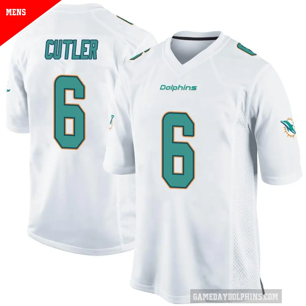 Men's Miami Dolphins ＃6 Jay Cutler White Game Jersey