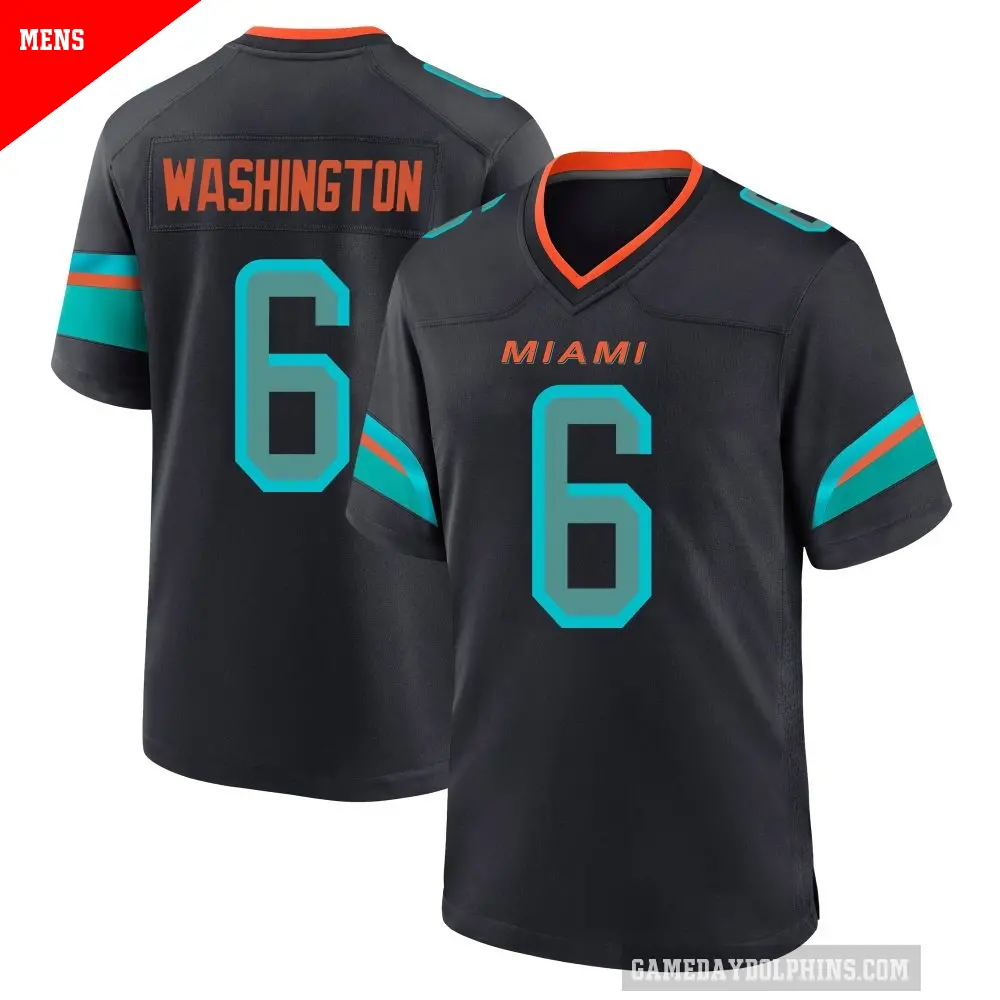 Men's Miami Dolphins ＃6 Malik Washington Blue Game Pitch 2025 Rivalries Collection Jersey