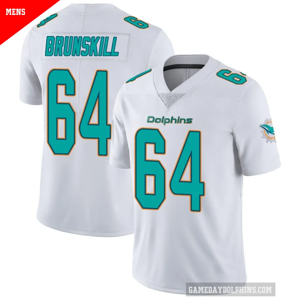 Men's Miami Dolphins ＃64 Daniel Brunskill White limited Vapor Untouchable Jersey