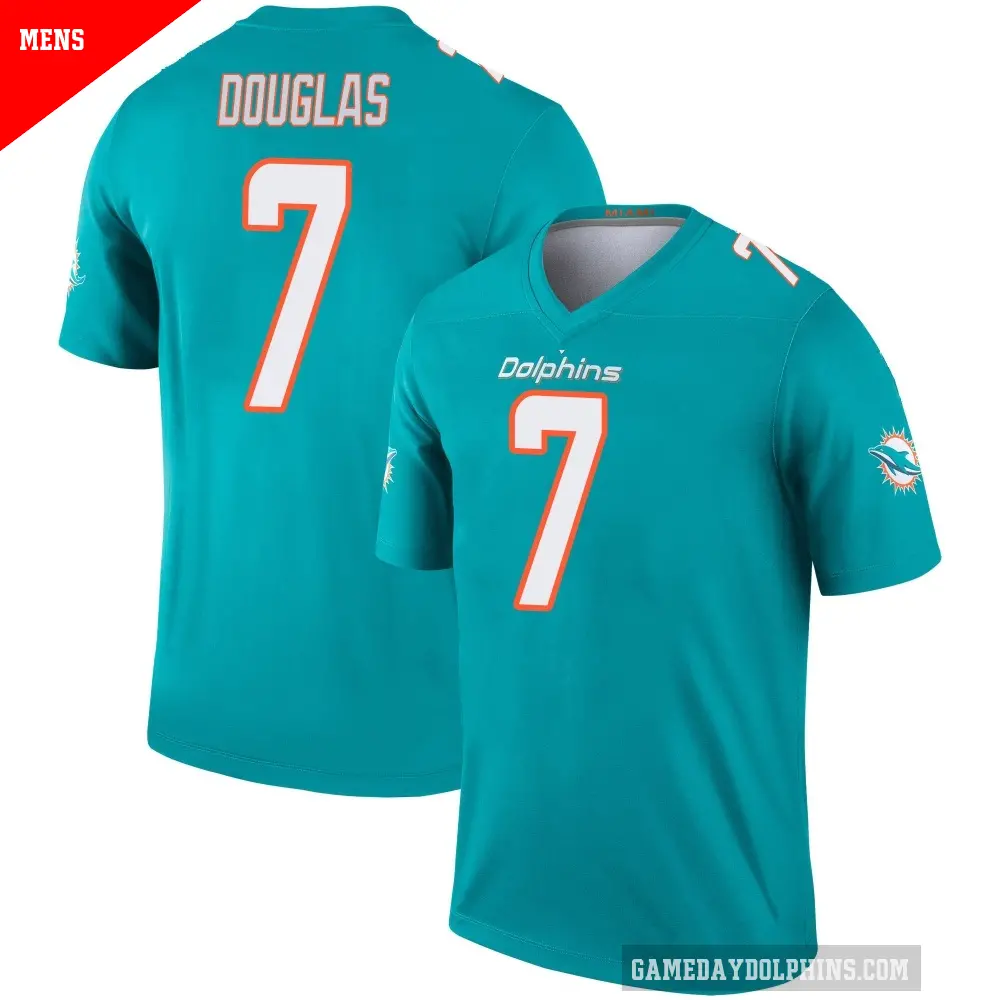 Men's Miami Dolphins ＃7 Caleb Douglas Aqua Legend Jersey