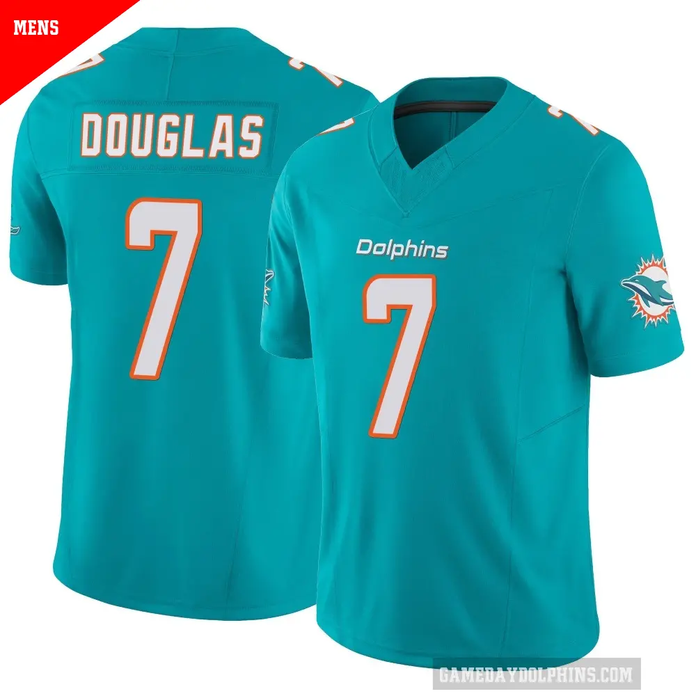Men's Miami Dolphins ＃7 Caleb Douglas Aqua Limited Vapor F.U.S.E. Jersey