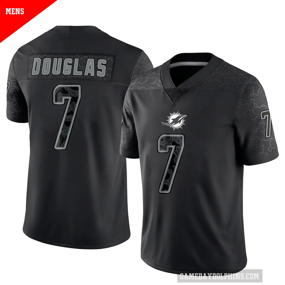 Men's Miami Dolphins ＃7 Caleb Douglas Black Limited Reflective Jersey