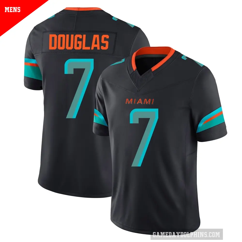 Men's Miami Dolphins ＃7 Caleb Douglas Blue Limited Pitch 2025 Rivalries Collection Jersey