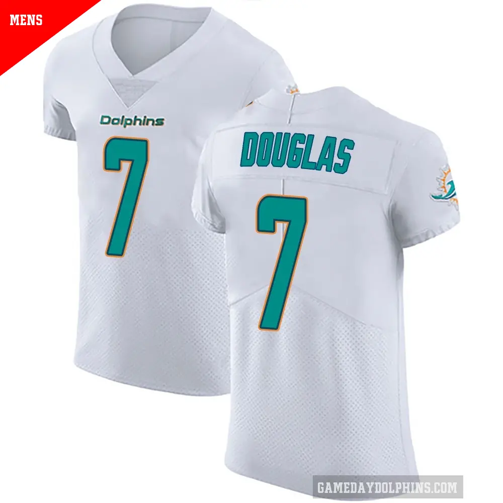 Men's Miami Dolphins ＃7 Caleb Douglas White Elite Vapor Untouchable Jersey