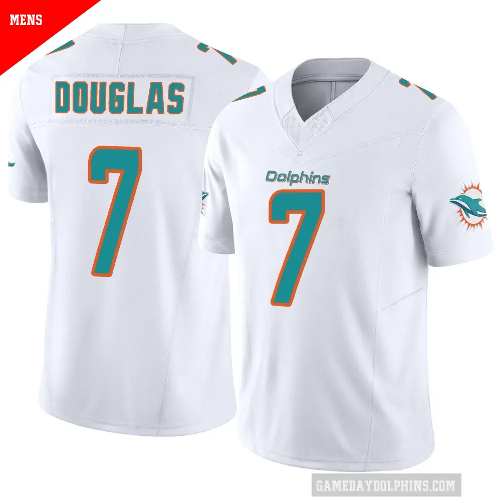 Men's Miami Dolphins ＃7 Caleb Douglas White Limited Vapor F.U.S.E. Jersey