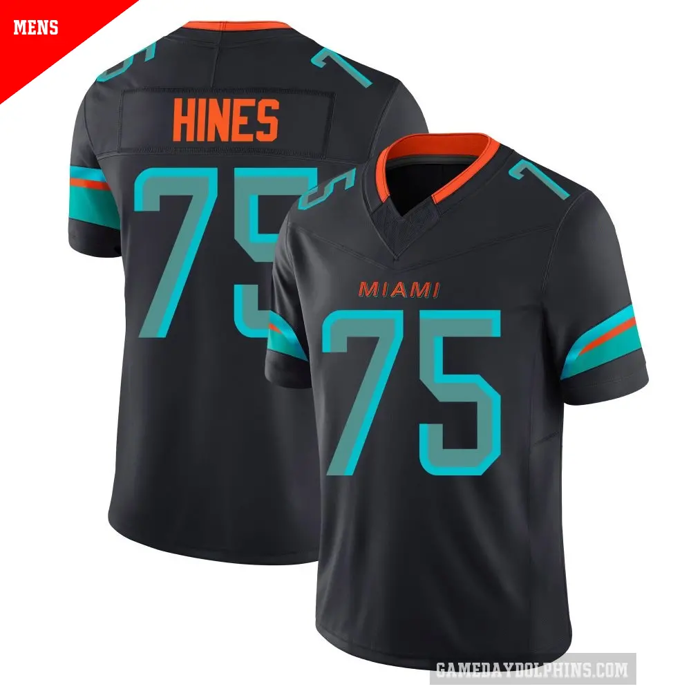 Men's Miami Dolphins ＃75 Chasen Hines Blue Limited Pitch 2025 Rivalries Collection Jersey