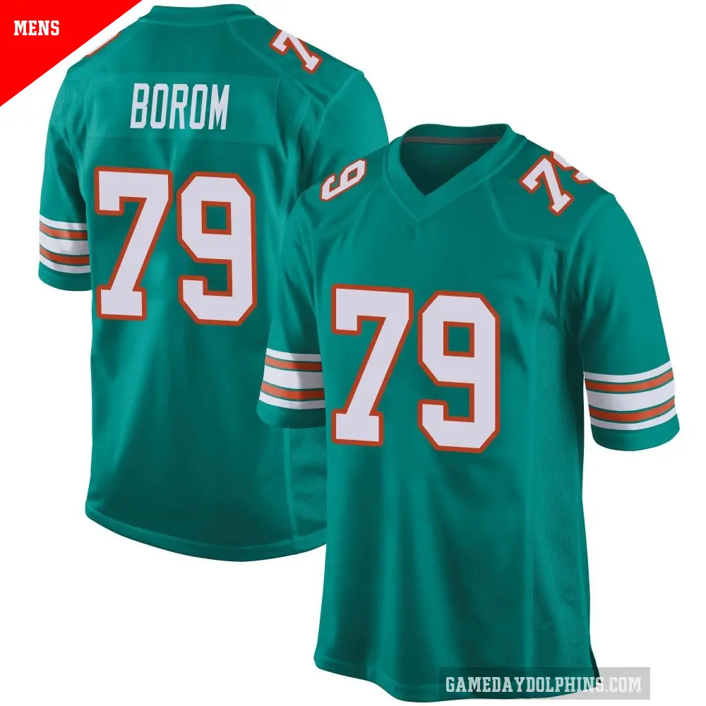 Men's Miami Dolphins ＃79 Larry Borom Aqua Game Alternate Jersey