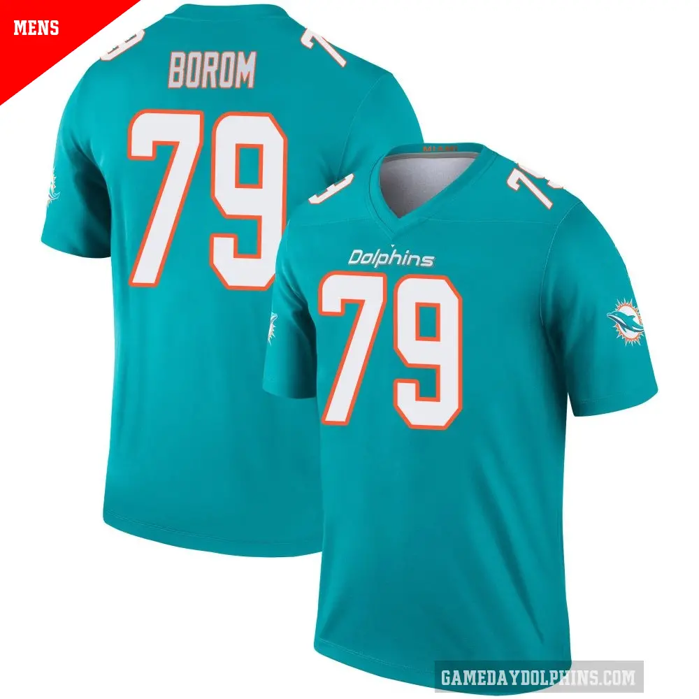 Men's Miami Dolphins ＃79 Larry Borom Aqua Legend Jersey