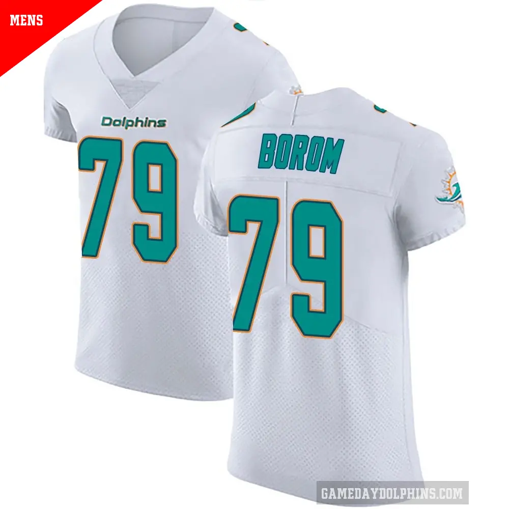Men's Miami Dolphins ＃79 Larry Borom White Elite Vapor Untouchable Jersey
