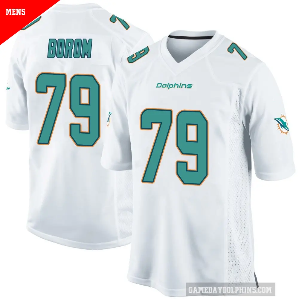 Men's Miami Dolphins ＃79 Larry Borom White Game Jersey