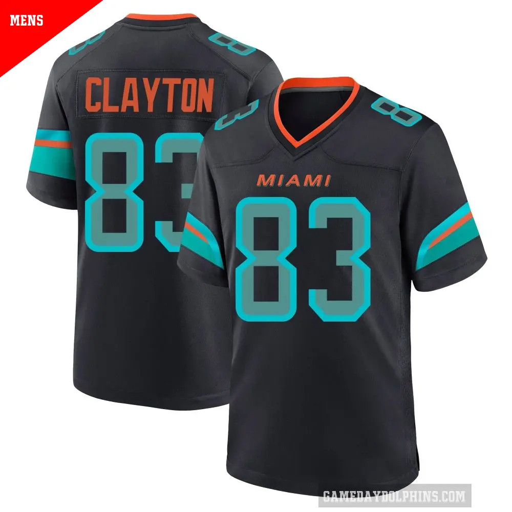 Men's Miami Dolphins ＃83 Mark Clayton Blue Game Pitch 2025 Rivalries Collection Jersey