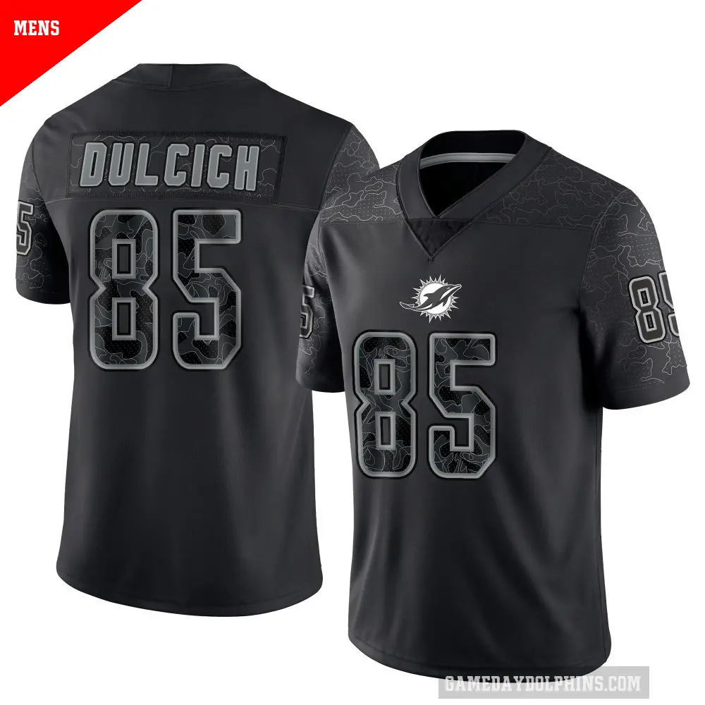 Men's Miami Dolphins ＃85 Greg Dulcich Black Limited Reflective Jersey