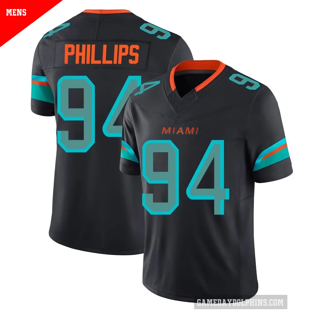 Men's Miami Dolphins ＃94 Jordan Phillips Blue Limited Pitch 2025 Rivalries Collection Jersey