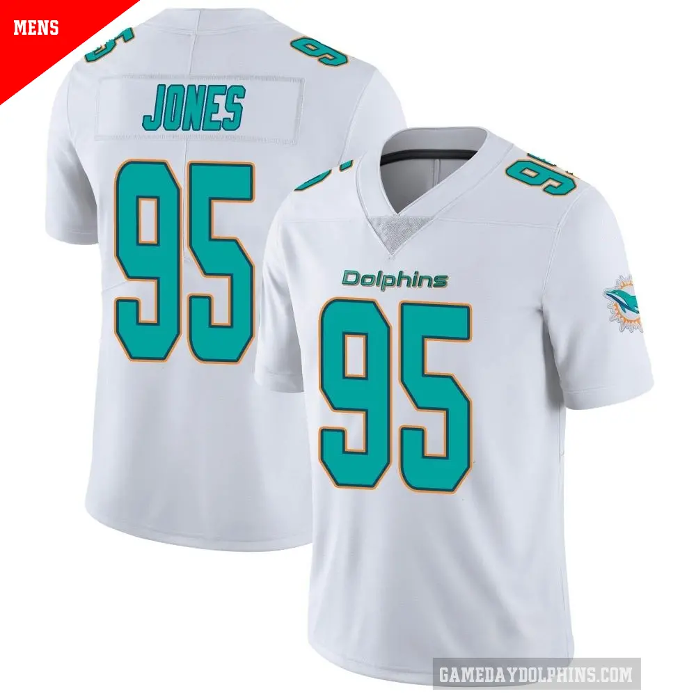 Men's Miami Dolphins ＃95 Benito Jones White limited Vapor Untouchable Jersey