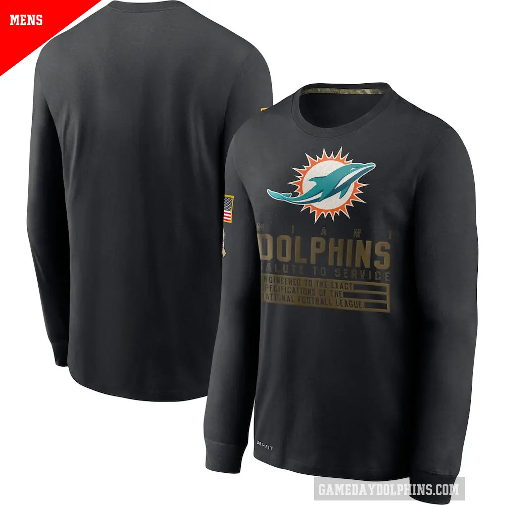 Men's Miami Dolphins Black 2020 Salute to Service Sideline Performance Long Sleeve T-Shirt