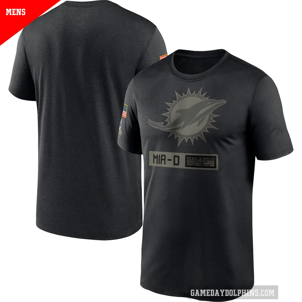 Men's Miami Dolphins Black 2020 Salute to Service Team Logo Performance T-Shirt