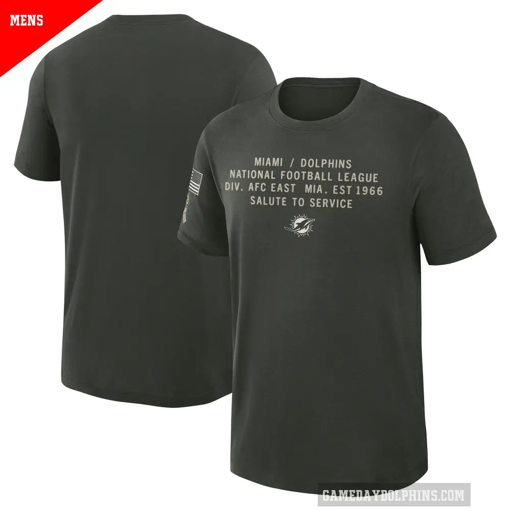 Men's Miami Dolphins Green Dark 2025 Salute to Service Sideline Slub T-Shirt