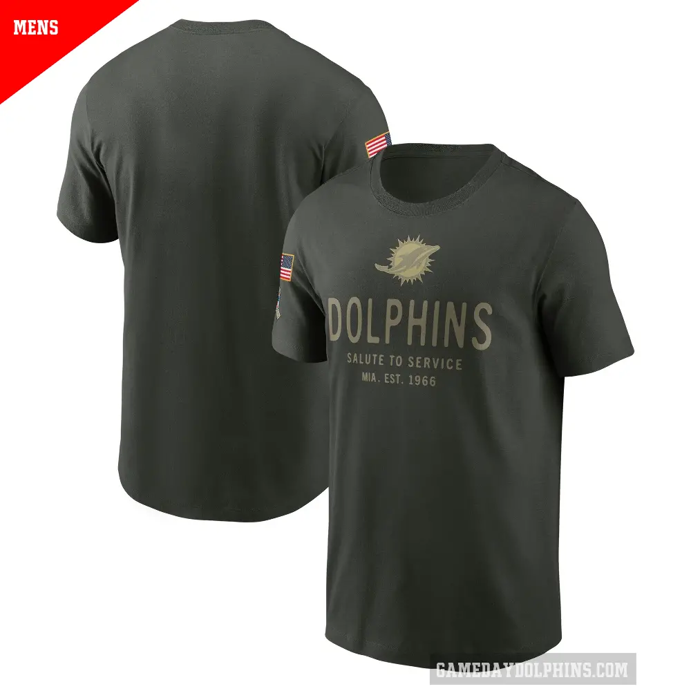 Men's Miami Dolphins Green Forest 2025 Salute to Service Sideline T-Shirt