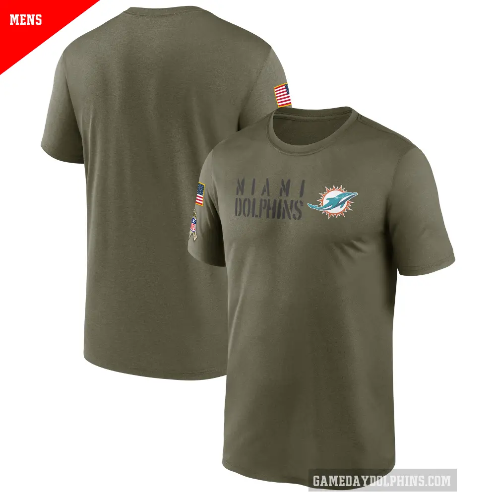 Men's Miami Dolphins Olive Legend 2022 Salute to Service Team T-Shirt