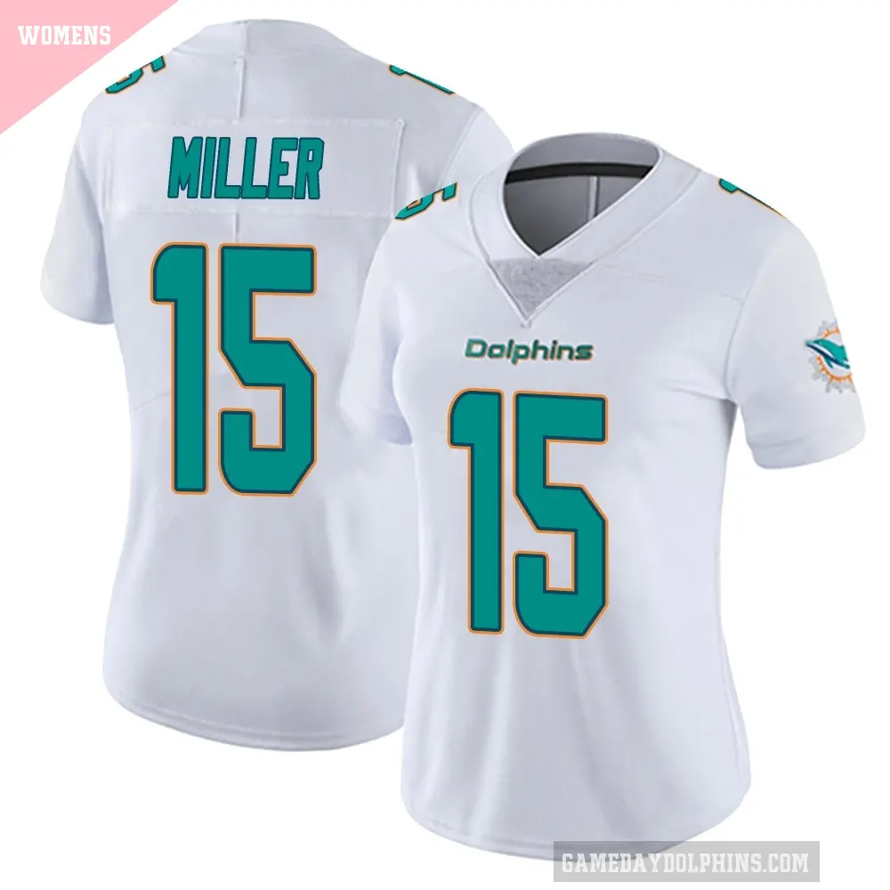 Women's Miami Dolphins ＃15 Cam Miller White limited Vapor Untouchable Jersey