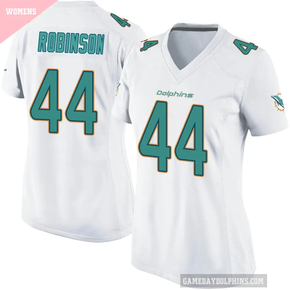 Women's Miami Dolphins ＃44 Chop Robinson White Game Jersey