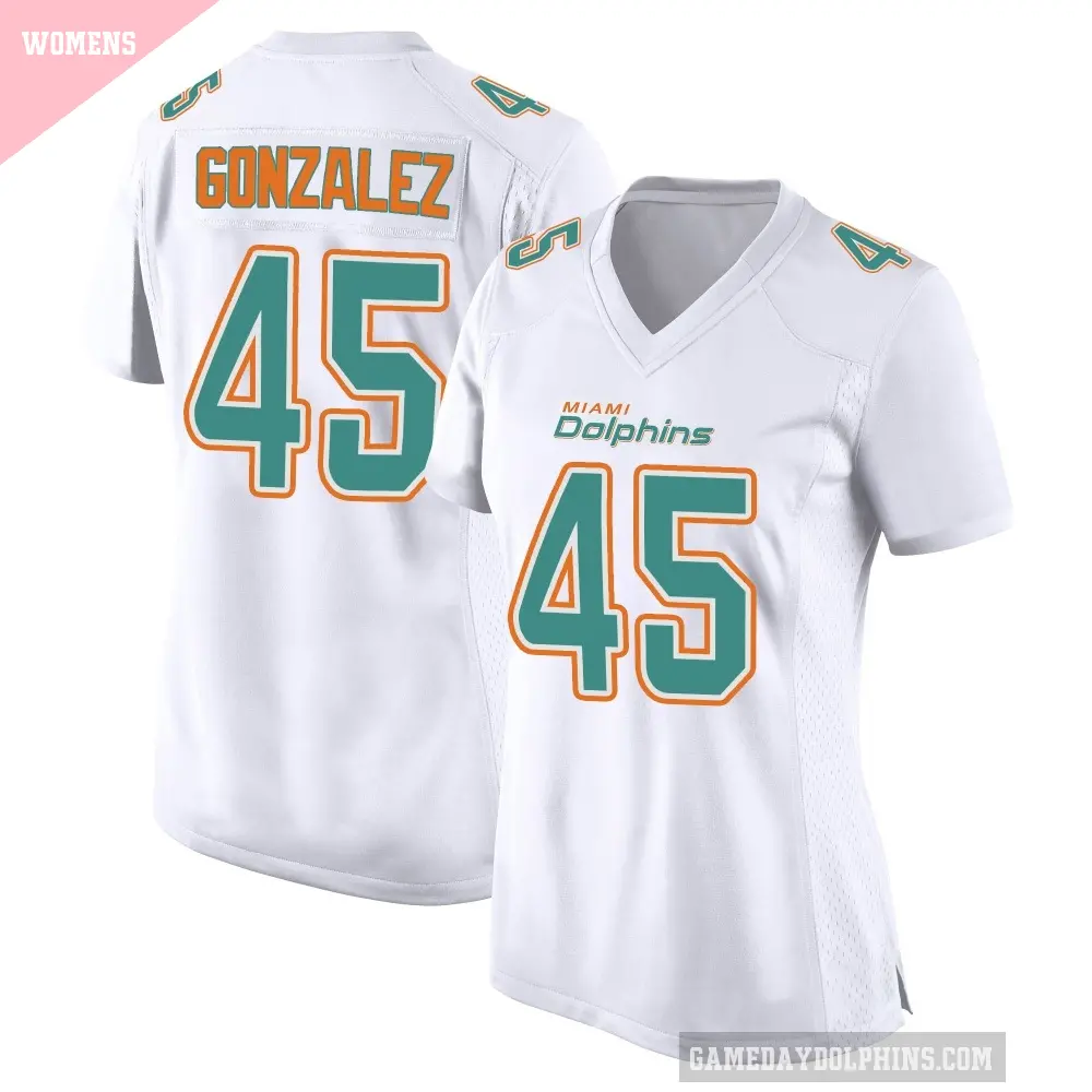 Women's Miami Dolphins ＃45 Zane Gonzalez White Game Fashion Jersey