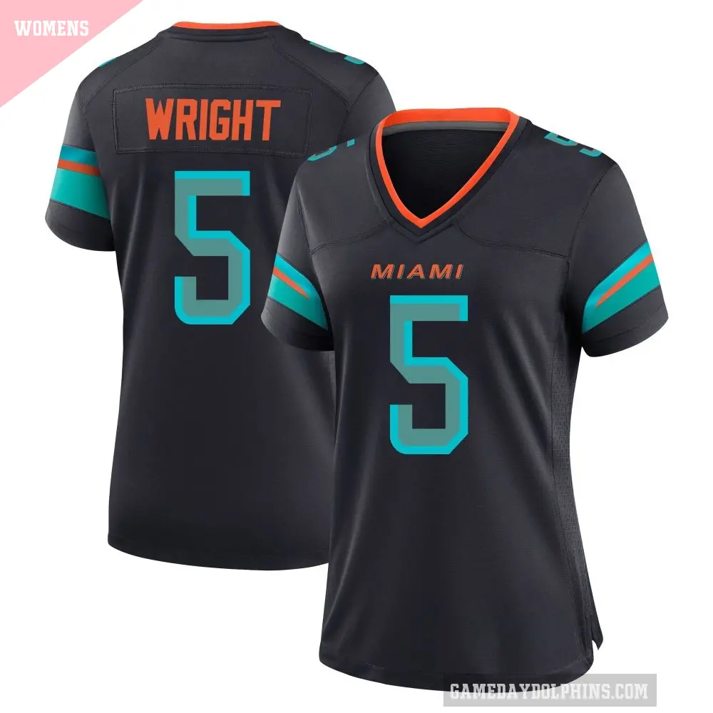 Women's Miami Dolphins ＃5 Jaylen Wright Blue Game Pitch 2025 Rivalries Collection Jersey