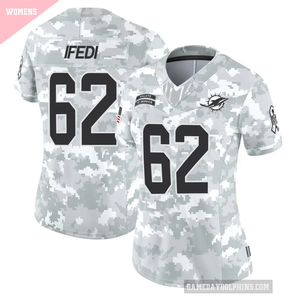 Women's Miami Dolphins ＃62 Germain Ifedi Arctic Camo Limited 2024 Salute to Service Jersey