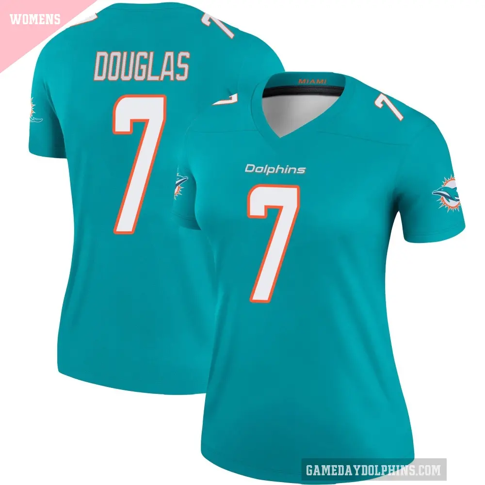 Women's Miami Dolphins ＃7 Caleb Douglas Aqua Legend Jersey