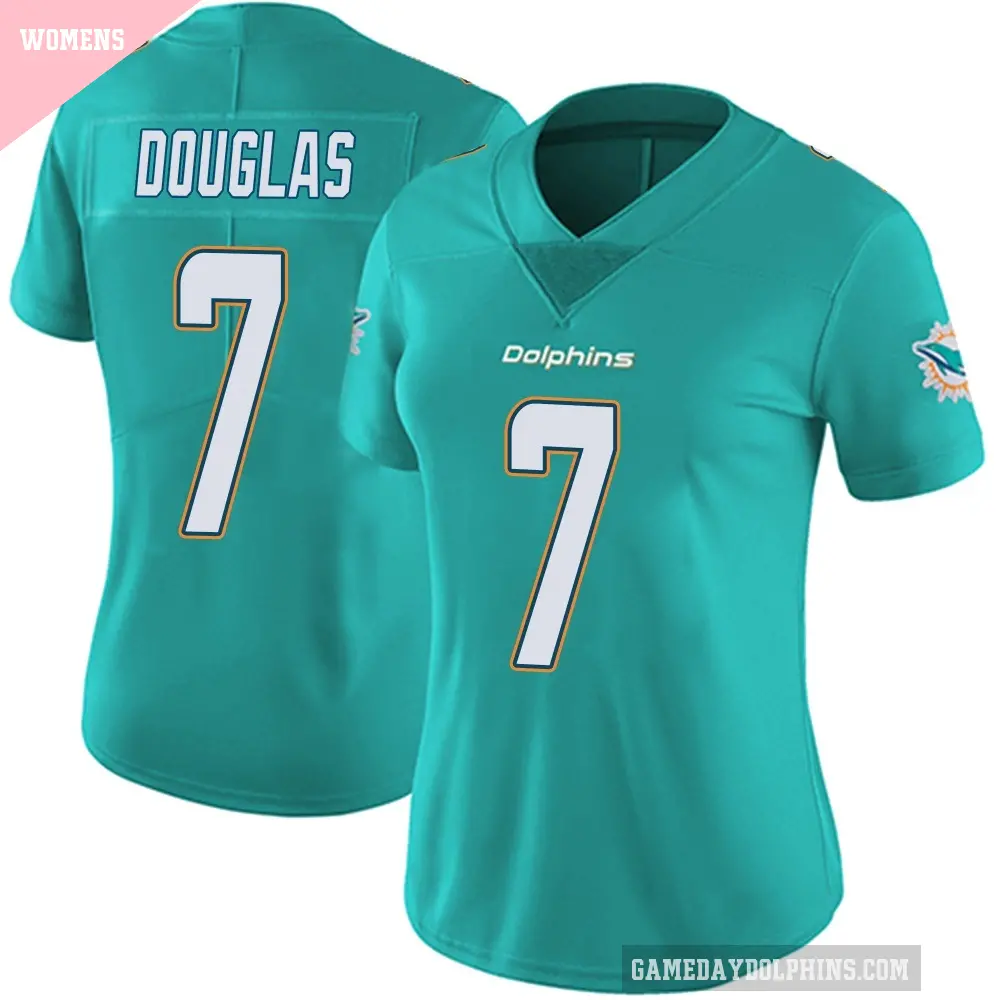 Women's Miami Dolphins ＃7 Caleb Douglas Aqua Limited Team Color Vapor Untouchable Jersey