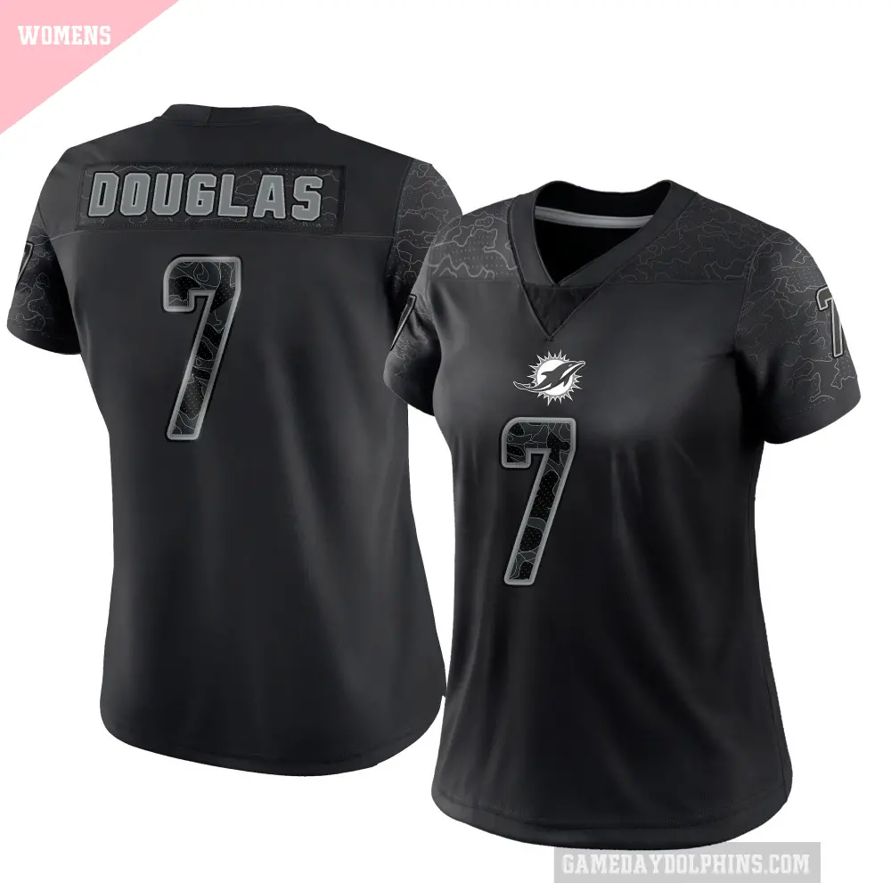 Women's Miami Dolphins ＃7 Caleb Douglas Black Limited Reflective Jersey