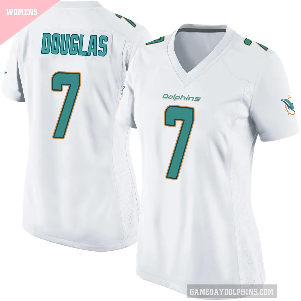 Women's Miami Dolphins ＃7 Caleb Douglas White Game Jersey