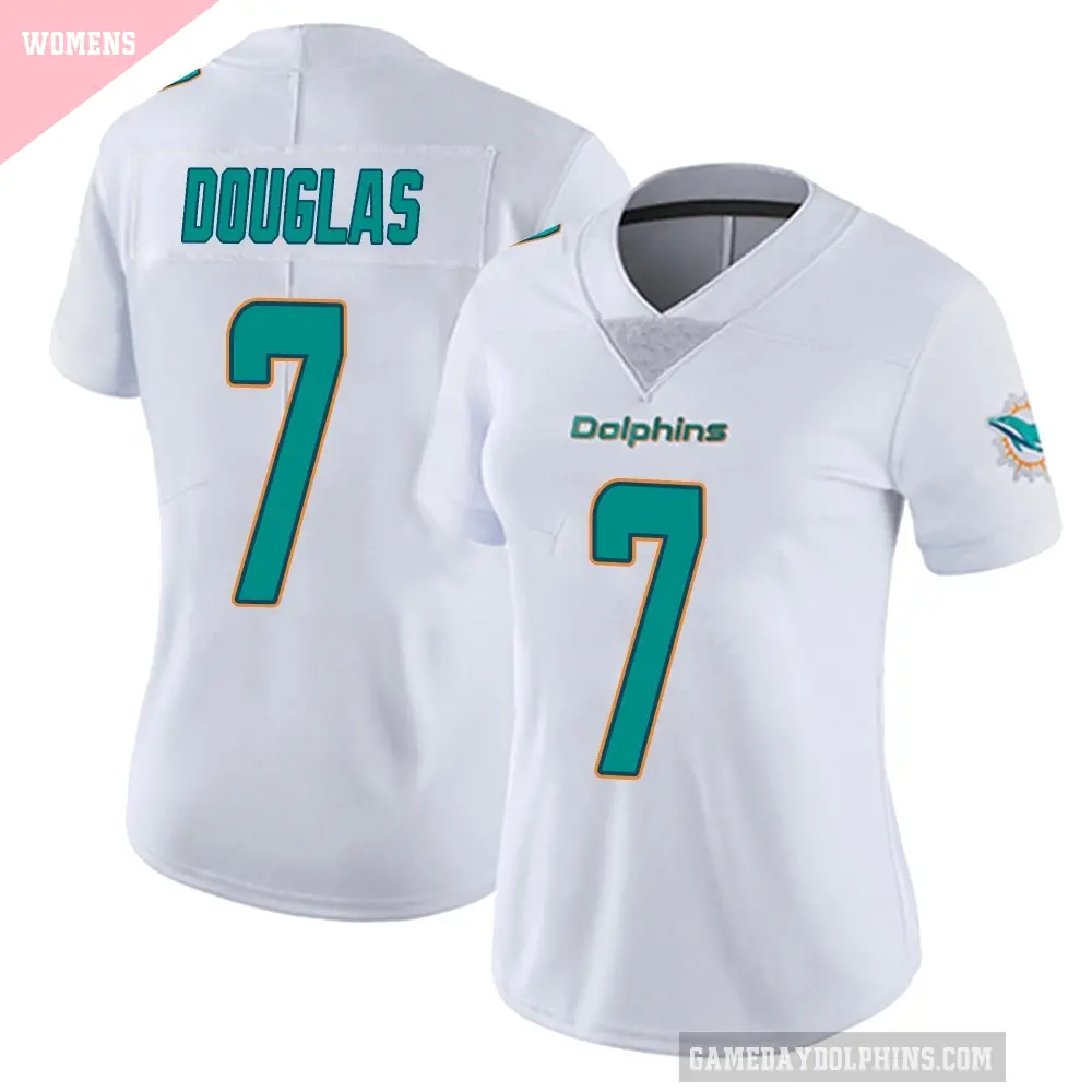 Women's Miami Dolphins ＃7 Caleb Douglas White limited Vapor Untouchable Jersey
