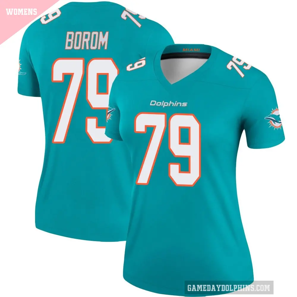 Women's Miami Dolphins ＃79 Larry Borom Aqua Legend Jersey