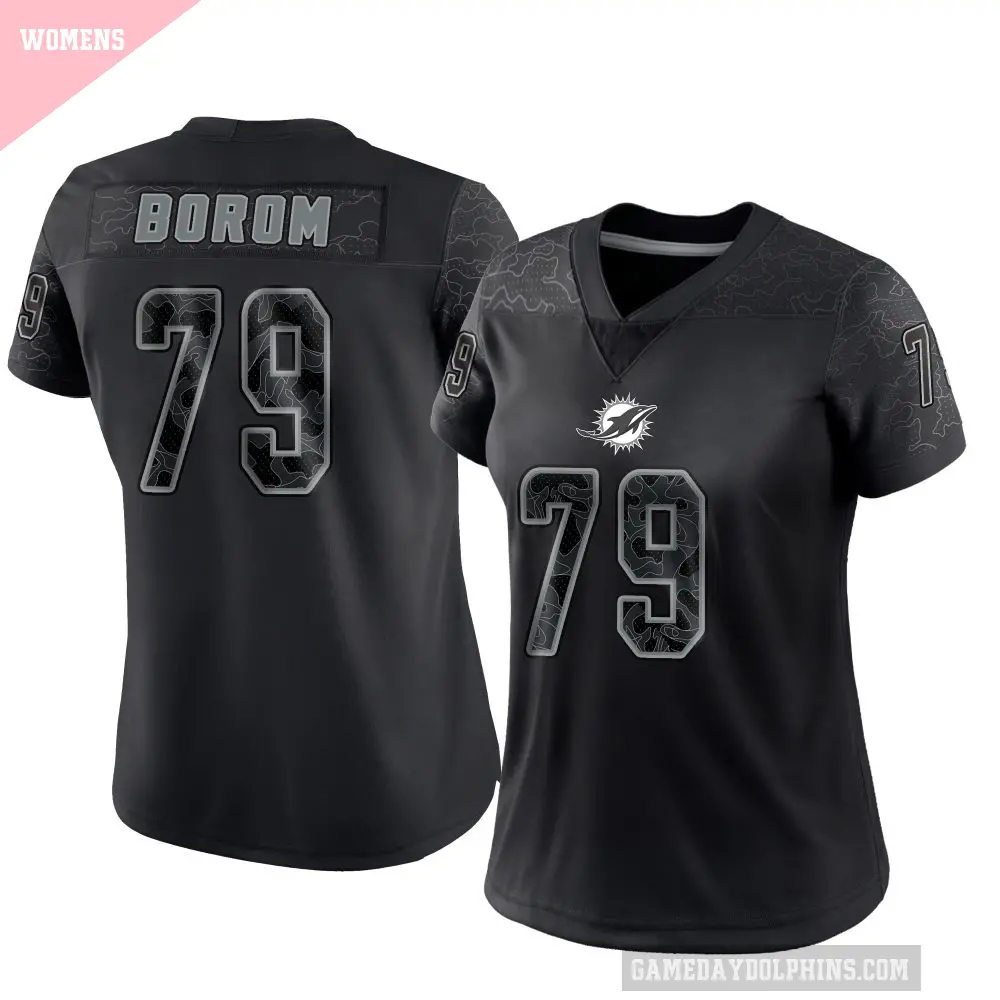 Women's Miami Dolphins ＃79 Larry Borom Black Limited Reflective Jersey