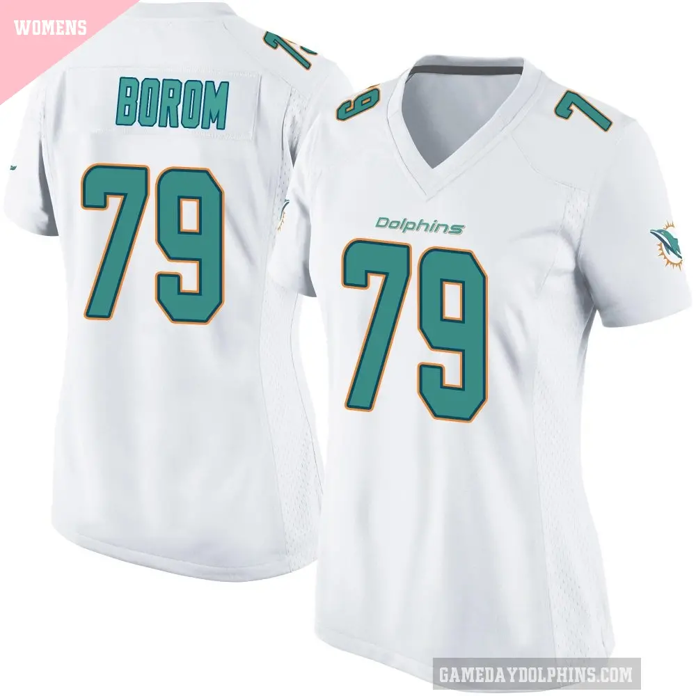 Women's Miami Dolphins ＃79 Larry Borom White Game Jersey