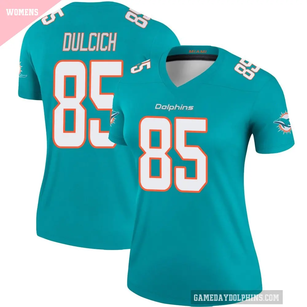 Women's Miami Dolphins ＃85 Greg Dulcich Aqua Legend Jersey