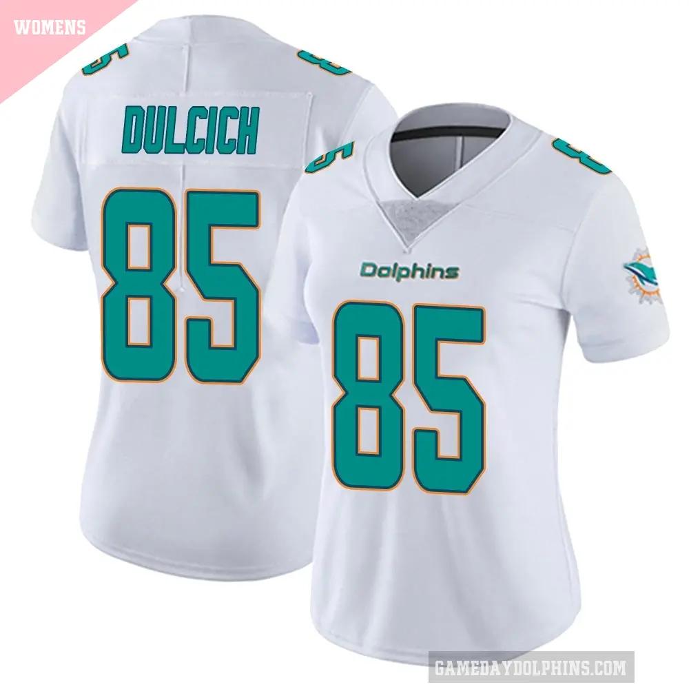 Women's Miami Dolphins ＃85 Greg Dulcich White limited Vapor Untouchable Jersey