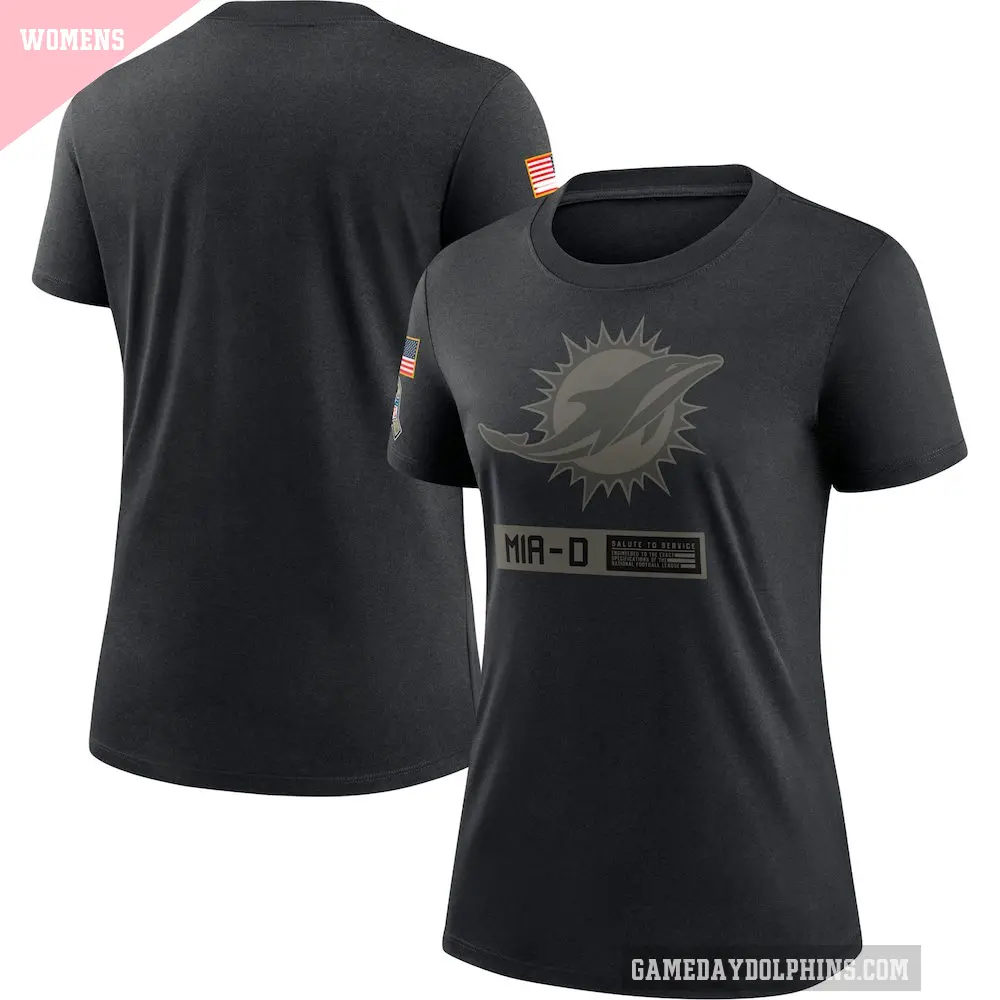 Women's Miami Dolphins Black 2020 Salute To Service Performance T-Shirt