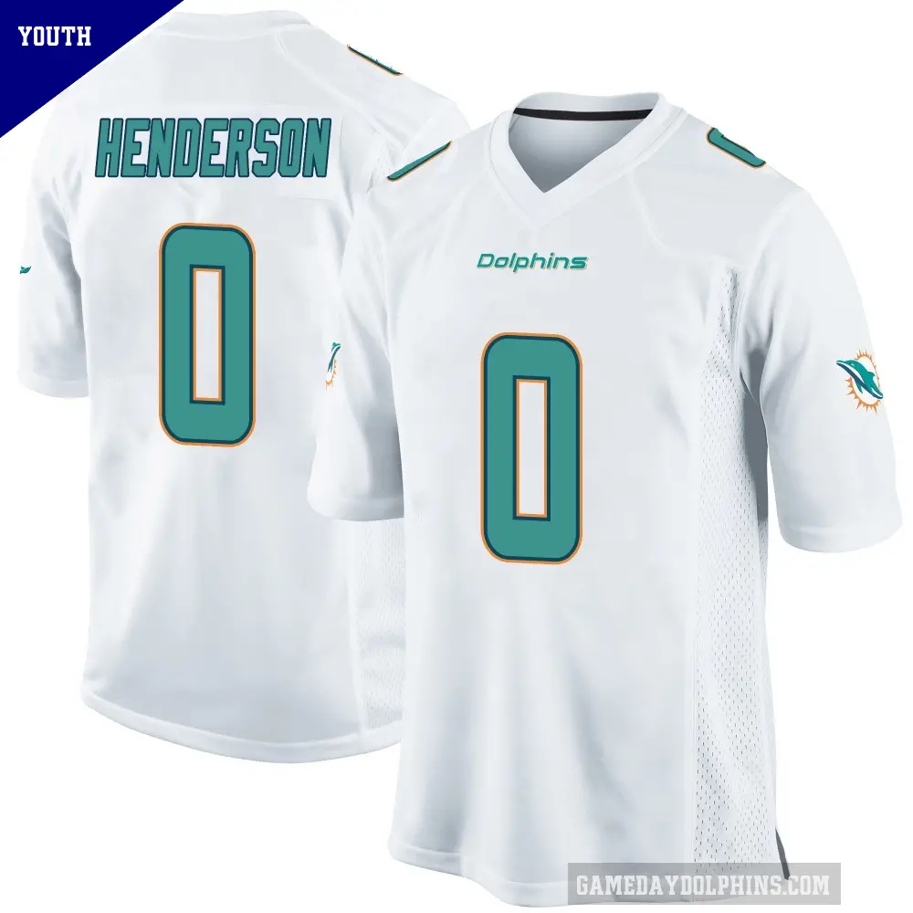 Youth Miami Dolphins ＃0 Jack Henderson White Game Jersey
