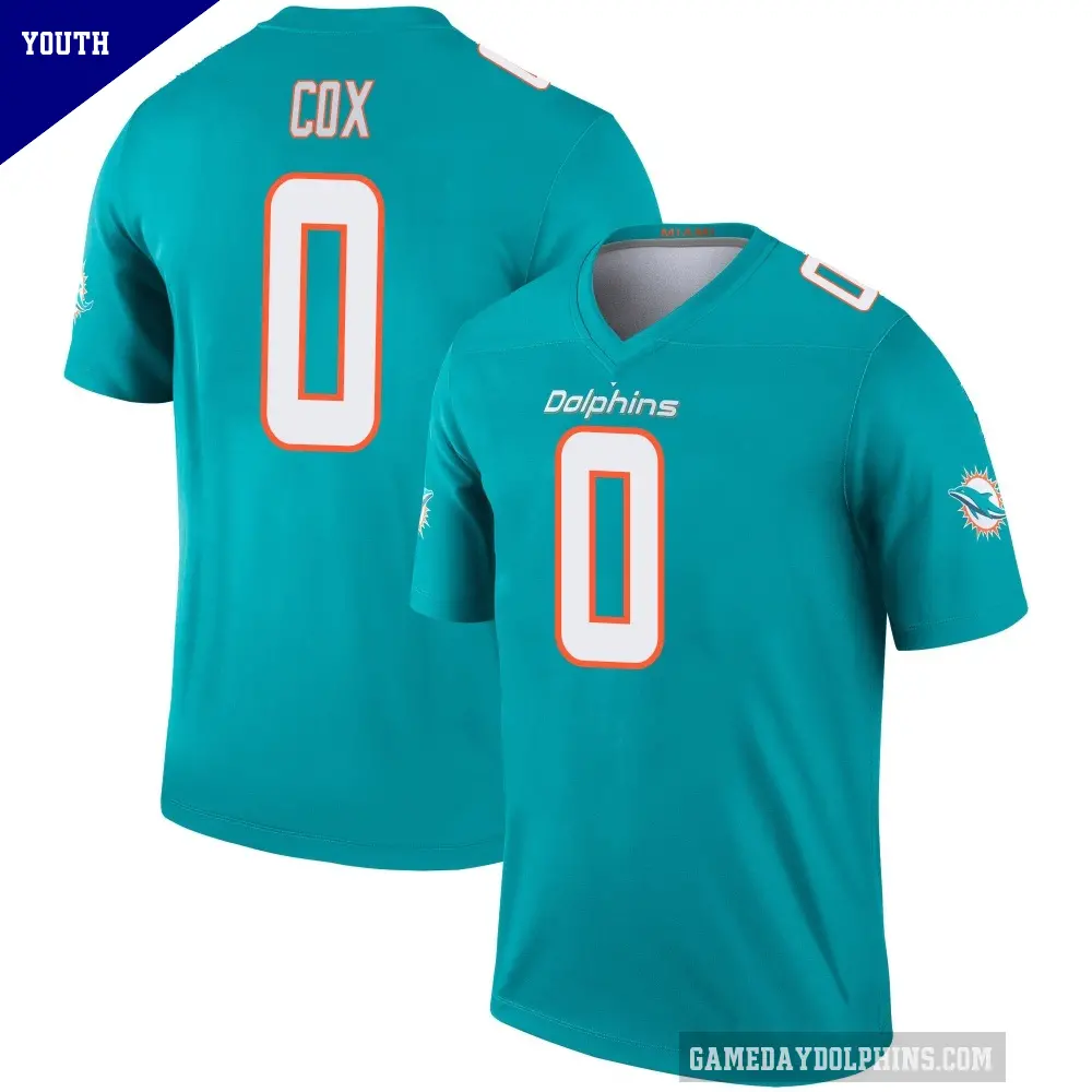 Youth Miami Dolphins ＃0 Marques Cox Aqua Legend Jersey