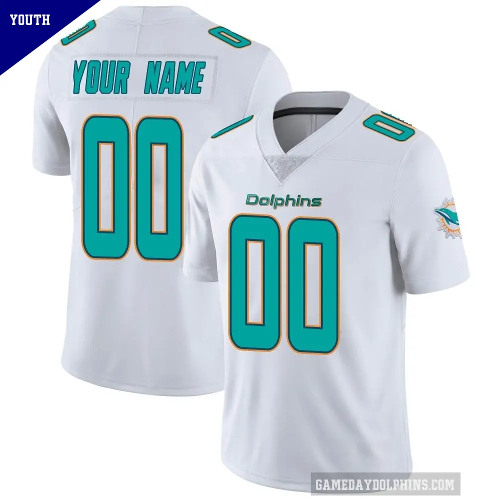 Youth Miami Dolphins ＃00 Custom White limited Vapor Untouchable Jersey
